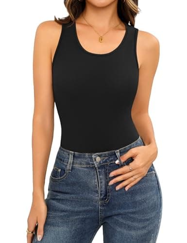 Image of Aottori Thermal Vests for Women UK Round Neck Tank Top Ladies Sleeveless Base Layer Underwear Winter Warm Ribbed Slim Fit Basic Camisole Shirt Black L
