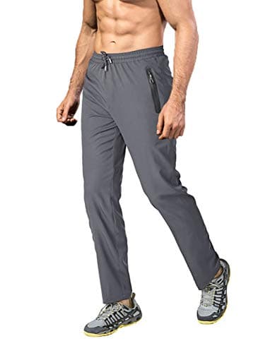 Image of EKLENTSON Mens Hiking Sweatpants Lightweight Thin Walking Trousers Quick Dry Trekking Trousers with Zip Pockets Grey,34