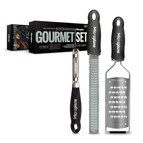 Image of Microplane Gourmet 3-Piece Grater & Peeler Set - Premium Zester, Extra Coarse Cheese Grater & Stainless Steel Peeler | Sharp Blades for Citrus, Ginger & Vegetables