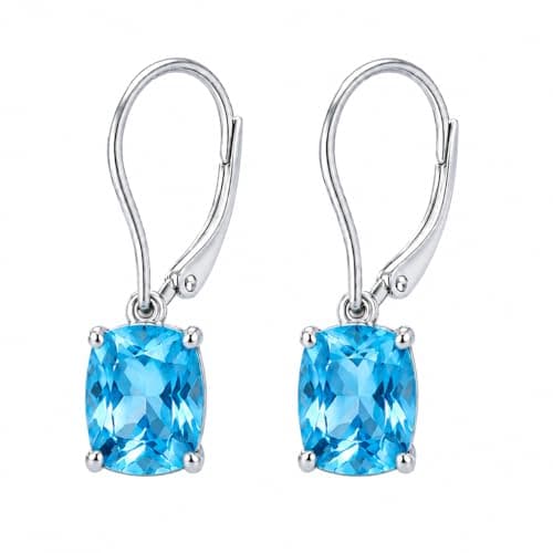 Image of LOKILOKI Genuine 925 Sterling Silver Sky Blue Topaz Drop Earrings Elegant Gemstone Wedding Engagement Jewelry For Women Gifts