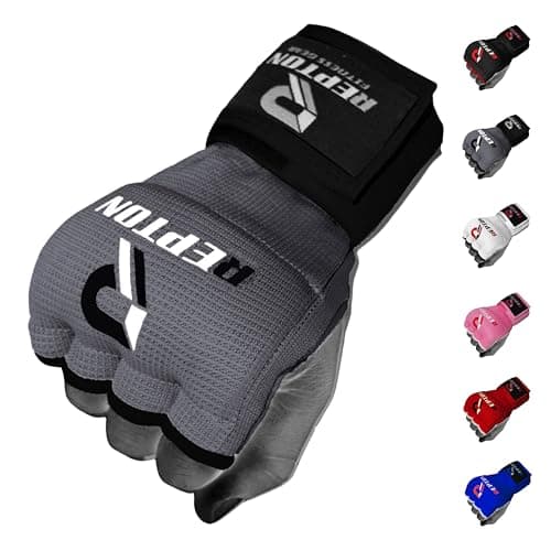 Image of Boxing Hand Wraps Quick 100cm Long Wrist Straps Inner Gloves Boxing for Hand Protection Elasticated, Padded Fist for MMA Martial Arts Combat Gloves for Men Women and Kids (Grey, S/M)
