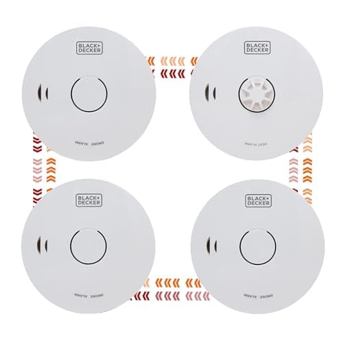Image of BLACK+DECKER CONNECTED 3 Smoke Alarms And 1 Heat Alarm Scotland Bundle. Wireless Interlinked, 10 Year Lithium Battery for Home. Easy Install Optical Smoke Detector And Heat Detector. BS Compliant