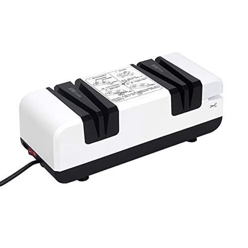 Image of Electric Knife Sharpener 2800r/min Kitchen Knives Scissors Sharpening Tool Grind Professional Sharpener Chef's Choice Safe Easy to Use 50w Sharpen for Various Cutters (White)