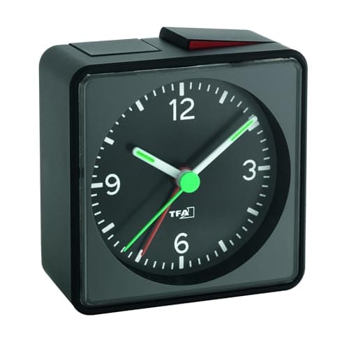 Image of TFA Dostmann Analogue alarm clock, 60.1013.01, silent sweep movement, crescendo alarm, black