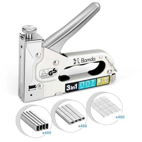 Image of Bamda Staple Gun with 1200 Staples - 3 in 1 Staple Gun Heavy Duty for Wood , Adjustable strength and Durable, Manual Staples for Wall, Cable Tacking, Decoration DIY, Nail Guns for Wood