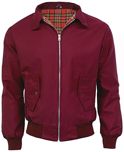 Image of G5 APPAREL Mens Classic Vintage Scooter Harrington Bomber Jacket | Tartan Lined | Biker (L, Wine)