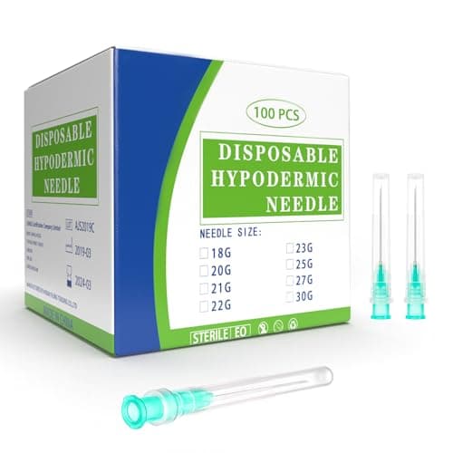 Image of 100 pcs 21G 25mm Needles, Dispensing Needle with Cap, Individually Sealed Wrapped, Luer Lock Industrial Accessories for Scientific and Refilling