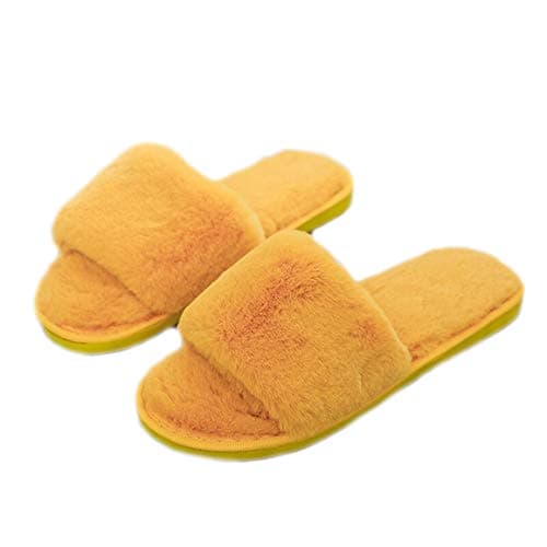 Image of LANFIRE Women's slippers Plush slippers Ladies Slippers Autumn and winter room wooden floor slippers Moon slippers (36/37 EU, Yellow)