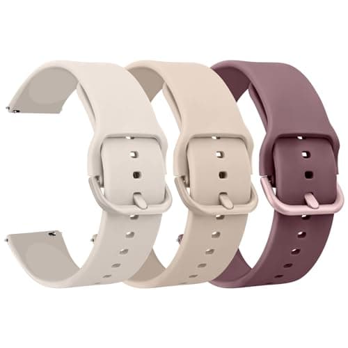 Image of AK Pack 3 Watch Bands 20mm 22mm for Women Men, Replacement Straps Band for Smart Watch, soft skin-friendly silicone quick release, smart watch wristband (20mm, Starlight/MilkTea/Violet Smoke)