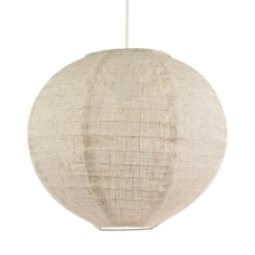 Image of Modern Chic Natural Linen Fabric Oatmeal Spherical Ceiling Pendant Lighting Shade | 30cm Diameter | Unique Textured Effect by Happy Homewares