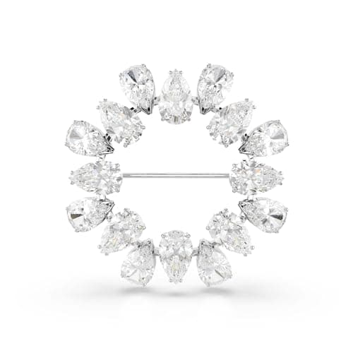 Image of Swarovski Matrix Brooch, Circle of Clear Pear-Cut Crystals in a Rhodium-Finished Setting, Part of the Swarovski Matrix Collection