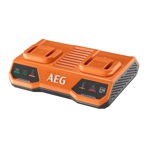 Image of AEG - Charger 18V, dual port, mains voltage 220-240V, for 18V batteries from 1.5 to 9.0 Ah, simultaneous charging mode, orange and black