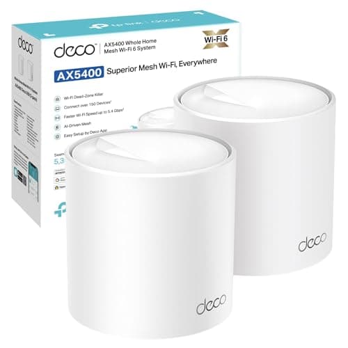 Image of TP-Link Deco X60(2-pack) AX5400Mbps Whole Home Mesh WiFi 6 System, AI Driven WiFi Booster, Up to 5,300 ft² Coverage, 1 GHz Quad-Core CPU, Compatible with Amazon Alexa, HomeShield Security, Easy Setup