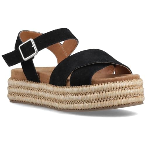 Image of Hush Puppies Rosa Rafia Sandal Leather Women's Black Sandals - UK 3