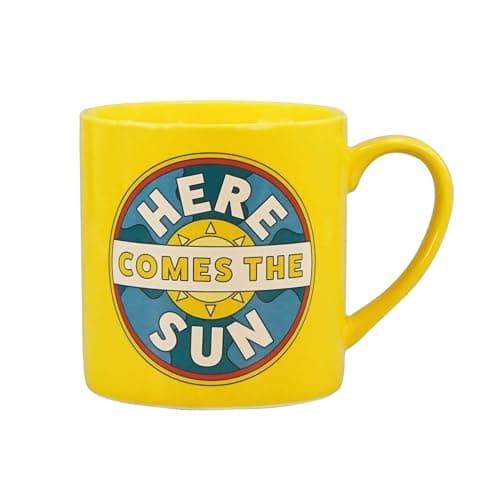 Image of Half Moon Bay | The Beatles | Here Comes The Sun | Yellow Ceramic Coffee Mug | Official Merchandise | Workshop, Garage & Record Desk Companion | Father’s Day 2026 Gift for Dad