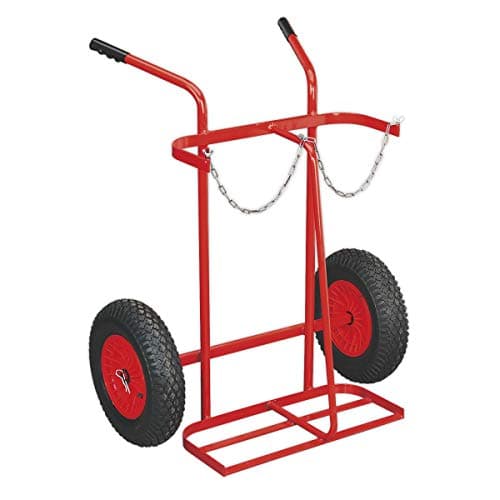 Image of Sealey St28P Welding Bottle Trolley With Pneumatic Tyres - 2 Bottle