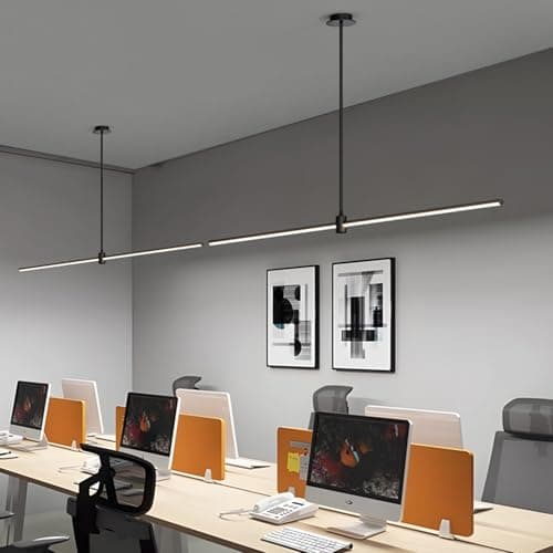Image of Deliouay Pendant Lamp Dining Table, Pendant Lamp with Remote Control, Linear Design, Height Adjustable, Black (Black, L120cm)