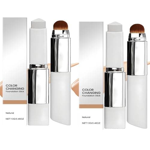 Image of 2-in-1 Colour Changing Foundation Stick, Full Coverage Cream Foundation with Brush, Natural Makeup, Lightweight Hydrating Matte Stick Foundation & Concealer Sticks for All Skin Types (Dark Skin)