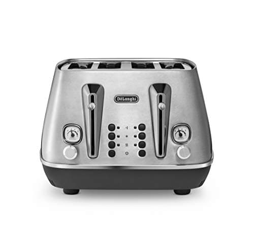 Image of De'Longhi Distinta X Design 4 Slice Toaster, Dual Browning Control, Reheat/Defrost/Bagel Function CTI4003.M - Brushed Steel, Silver