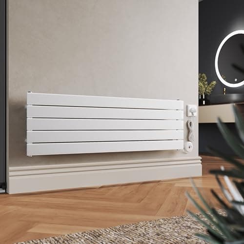 Image of ELEGANT 800W Smart WiFi Thermostatic Electric Radiator, Wall Mounted Designer Panel Heater with 7d/24h Timer & LCD Display, White, 376x1200mm