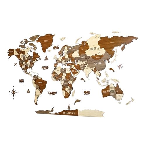 Image of Colorfull Worlds 3D Wooden World Wall Art, Multilayered Travel Wall Art with States and Capitals, Wall Decor For The New House, Office Decor, Birthday Gift (M_, Sirius)