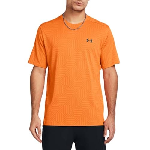 Image of Under Armour Men's Tech Vent Geotessa Short Sleeve T-Shirt in Orange