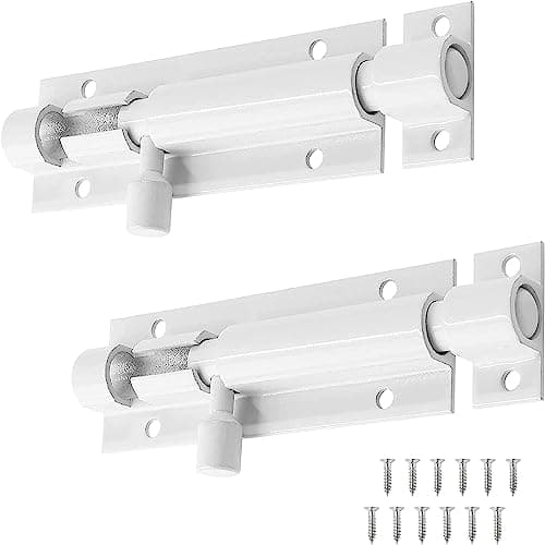 Image of 2 Pack 5 Inch Barrel Bolt Lock, Heavy Duty Slide Latch Lock, Security Sliding Latch Lock, Door Latch Lock Slide Bolt, White