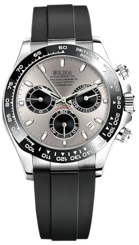 Image of MASTOP Pagani Design Daytona Homage Men's Watch Panda Analog Quartz Japan Movement Chronograph Luxury Wrist Watch Business Waterproof Silicone Strap Sports Pagani Watches for Men, Grey, Casual Luxury