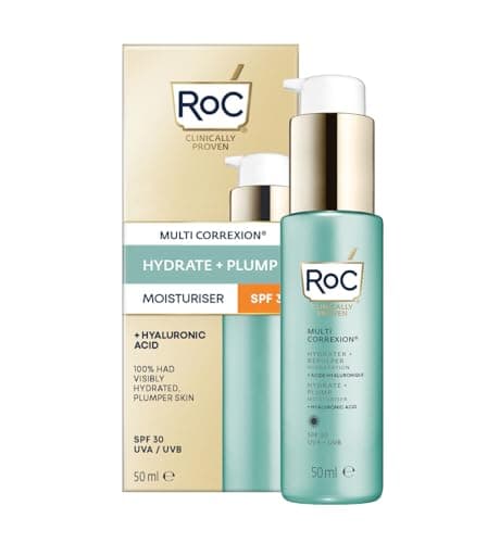 Image of RoC Multi Correxion Hydrate + Plump Moisturiser SPF30 | Face Cream with Hyaluronic Acid, For All Skin Types | 50 ml