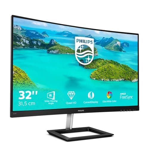 Image of Philips 325E1C- 32 inch QHD Curved Monitor, 75Hz, 4ms, VA, AMD FreeSync, Flicker Free, Smart Image (2560 x 1440, 250 cd/m², HDMI 1.4/VGA/.DP 1.2)