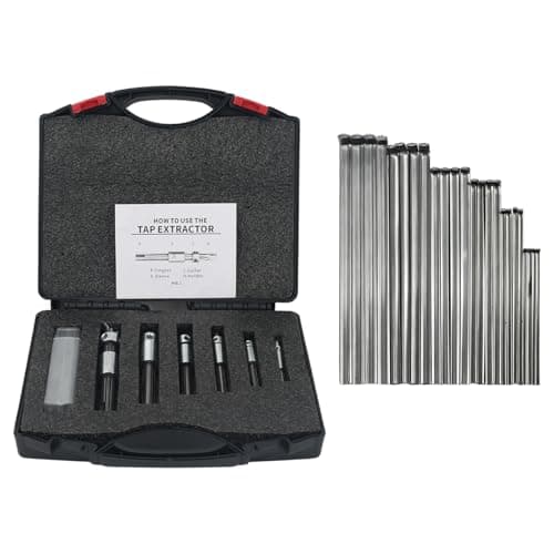 Image of JoyTrace 6-Piece 4 Flute Tap Extractor Set with 24 Replacement Hardened Steel Fingers – Broken Tap Removal Tool Kit with Square Shank & Storage Case for Machine Screws