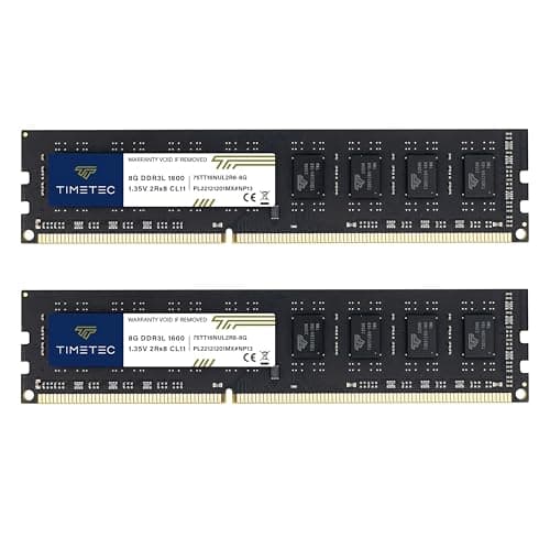 Image of Timetec Premium 16GB KIT(2x8GB) DDR3L / DDR3 1600MHz (DDR3L-1600) PC3L-12800 / PC3-12800 Non-ECC Unbuffered 1.35V/1.5V CL11 2Rx8 Dual Rank 240 Pin UDIMM Desktop PC Computer Memory RAM(SDRAM)