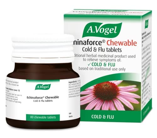 Image of A.Vogel Echinaforce Chewable Cold & Flu Tablets | Relieve Cold & Flu Symptoms | Extracts of Fresh Echinacea | 80 Tablets