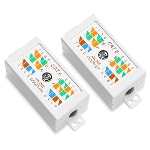 Image of VCELINK Cat6 Junction Box 1000 Mbps Compatible with UTP Cat6/Cat5e/Cat5 Network Cables, Punch Down Type RJ45 Ethernet Inline Coupler, White, 2 Pack