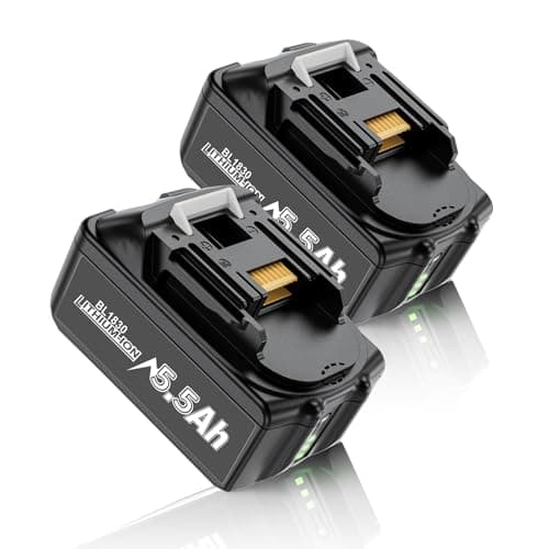 Image of 2-Pack 5500mAh for Makita 18V Battery, Compatible with Makita 18V LXT Battery, Upgraded BL1850B BL1840 BL1840B BL1830 BL1830B BL1815 18v Li-Ion Batteries with LED Indicator