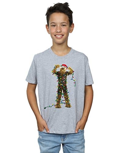 Image of Star Wars Boys Chewbacca Christmas Lights T-Shirt 9-11 Years Sport Grey
