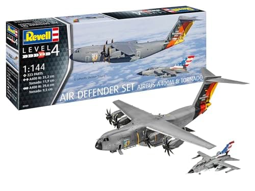Image of Revell 03789 Model Making I Air Defender I Construction Kit I Scale 1:144 I 223 Pieces I Craft Set from 12 Years I Precision Masterpiece in The Sky, Moulded Colour