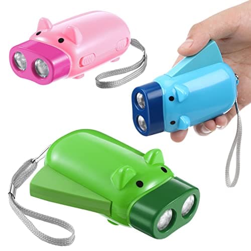 Image of 3 Pack Hand Crank Emergency Torch, No Battery Required, 2 LED Bright Lights, Portable Wind-Up Flashlight for Camping, Hiking, Outdoor, Home & Car Emergencies, Easy Use for Kids & Adults