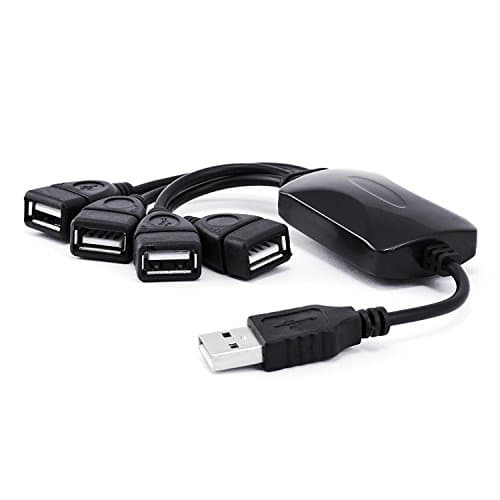 Image of Villageboom 4-Port USB 2.0 Hub, 4-Way Splitter, Plug & Play, Black, Compatible with Windows 10/8.1/8/7/Vista/XP/Linux/MacOS, Supports Printers, Laptops, Speakers, Mouse, Smartphones