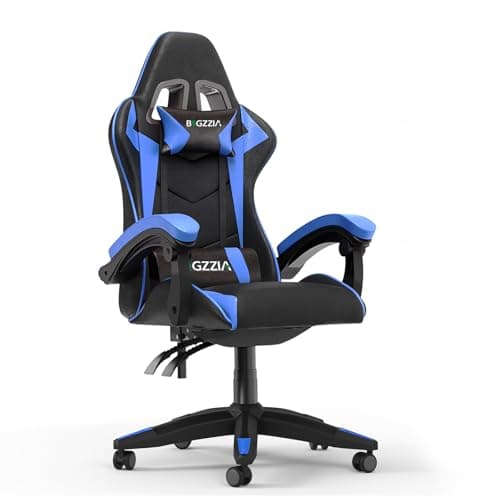 Image of Racingreat Ergonomic Gaming Chair with Adjustable Height, Reclining Feature, Headrest, and Lumbar Support for Adults (Basics, Blue)