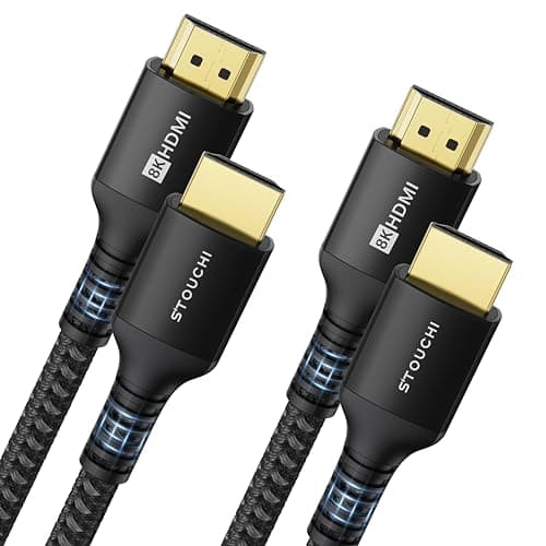 Image of Stouchi HDMI Cable 8K 2m 2 Pack, Ultra HD 48 Gbp/s High Speed 8K60hz 4K120hz 144Hz 165 Hz RTX 3080 DSC eARC Dynamic HDR10 4: 4: 4 HDCP 2.2 & 2.3 Dolby, Compatible with TV / PS5 / Xbox Black