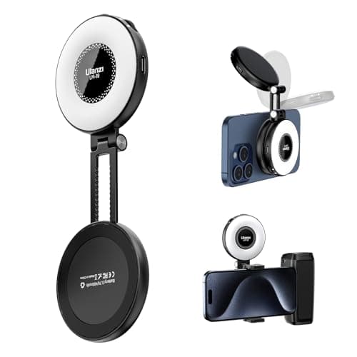 Image of ULANZI LM19 Magnetic Ring Light Cell Phone, Selfie Light with 3 Color Temperatures 2500k-8500k Cri 95 Video Light Reversible Extension for iPhone 17 16 15 14 13 12 Video Conference Vlog YouTube Tiktok