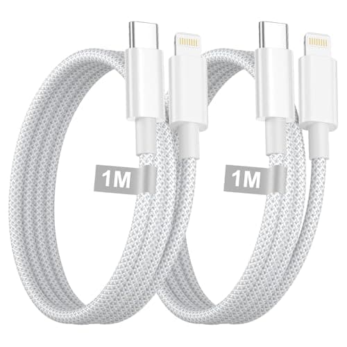 Image of ANSSAN USB C to Lightning Cable 1M 2Pack,[MFi Certified] USB C to iPhone Cable Fast Charging & Syncing Braided Cord Apple Charger Wire Lead for iPhone 14 13 12 11 Pro Max X 8 7 6s Plus SE iPad,AirPods