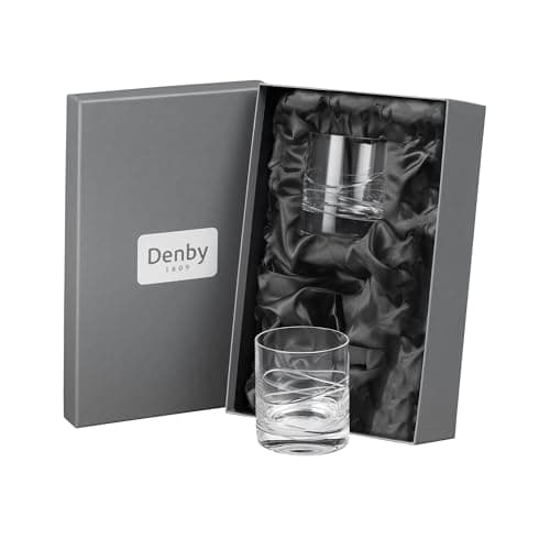 Image of Denby - Aurora Crystal Small Tumbler Glasses Set of 2-360ml Lead-Free, Hand Blown, Hand Cut - Juice, Water Glass - Dishwasher Safe - Whisky, Rum On The Rocks, Short Cocktail Glasses with Gift Box