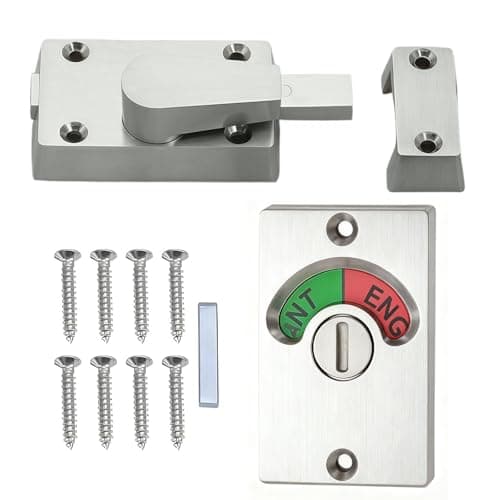 Image of Latch Indicating Lock, Easy to Install and Use Bathroom Door Locks Toilet Door Locks with Screws, Durable Lock for Bathroom Doors Suitable for Bathrooms Toilets Shower Rooms