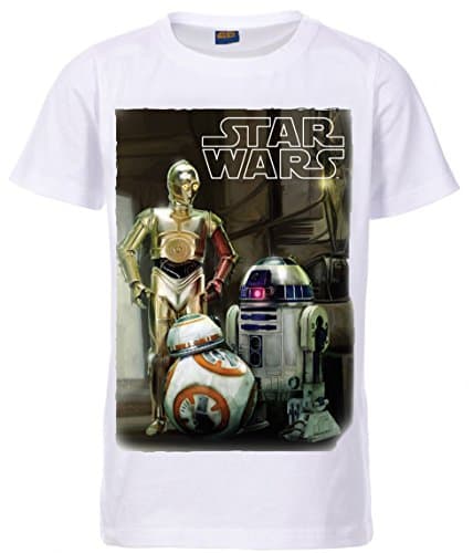 Image of Star Wars T Shirt Kids Boys Girls Cotton R2-D2 C-3P0 and BB-8 (11-12 Years, White)