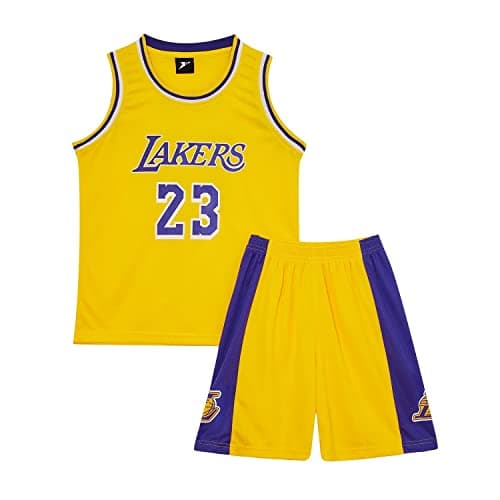 Image of Huniam Kids Boys Basketball Kit 2-Piece Basketball Tank Top and Shorts Set, Basketball Sleeveless Training Jersey, Gifts for 3-14 Years Old Child (5-6 Years, Yellow)
