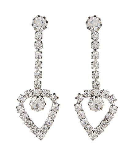 Image of Clip On Earrings - Silver Plated With A Crystal Heart - Bay