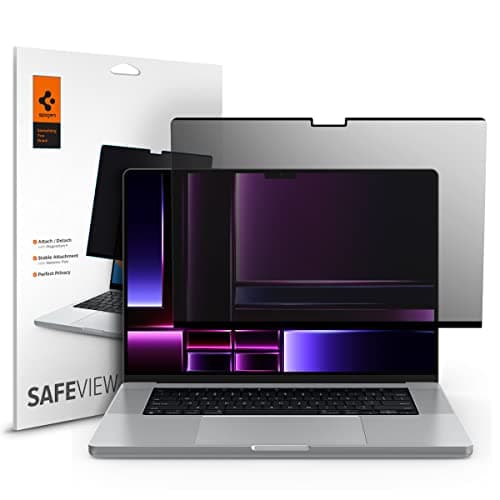Image of Spigen SafeView Privacy Filter Screen Protector for MacBook Pro 16 inch (M5 Pro 2026 / M5 Max 2026 / M4 Series / M3 Series / M2 Series / M1 Series), 9H Hardness, Full Cover, Matte