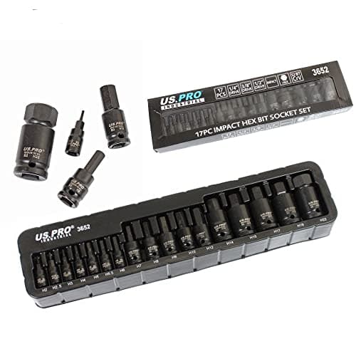 Image of US PRO INDUSTRIAL 17pc Impact HEX Bit Socket Set Mixed Drive 2mm - 22mm